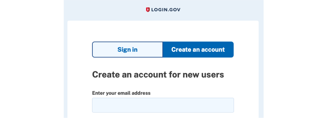 Screenshot of logging in with Login.gov account