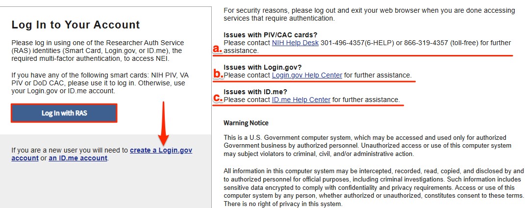 A screenshot of a log in page for BRICS. (Rectangle)