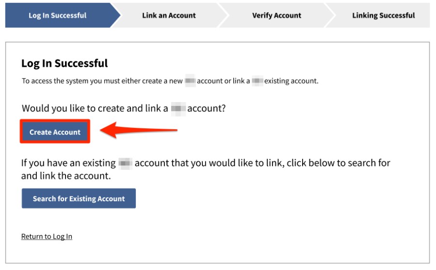 The create an account page to request an account. (Rectangle)