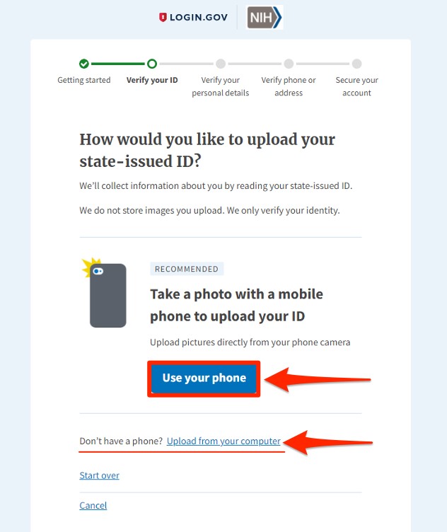 Verify your identity step for IAL2 verification. (Rectangle)