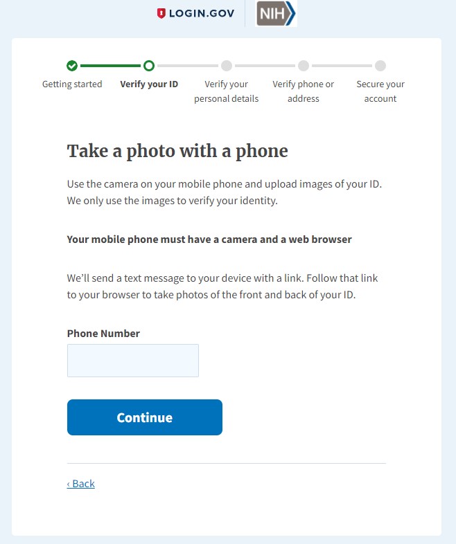 Verify your identity step for IAL2 verification. (Rectangle)