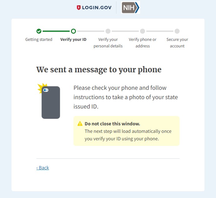 Verify your identity step for IAL2 verification. (Rectangle)