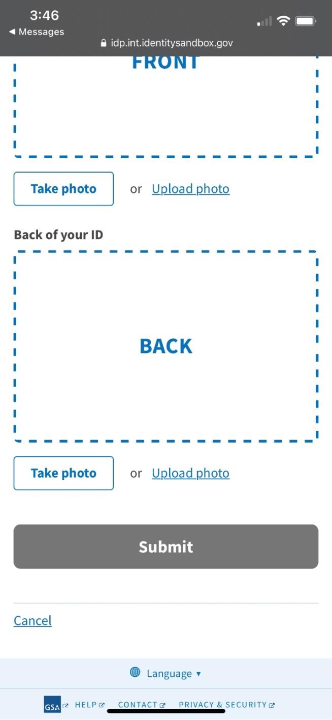 Verify your identity step for IAL2 verification. (Rectangle)