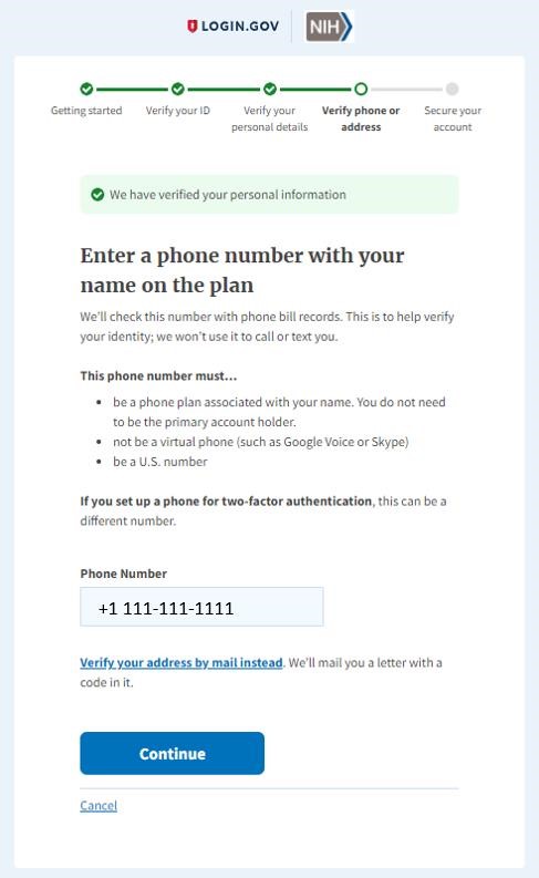 Verify your identity step for IAL2 verification. (Rectangle)