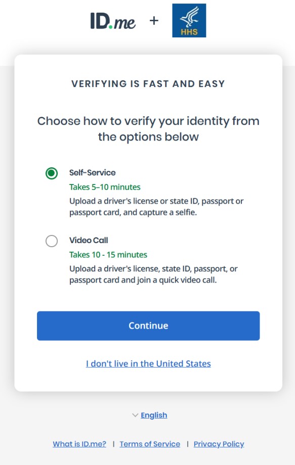 Verify your identity step for IAL2 verification. (Rectangle)