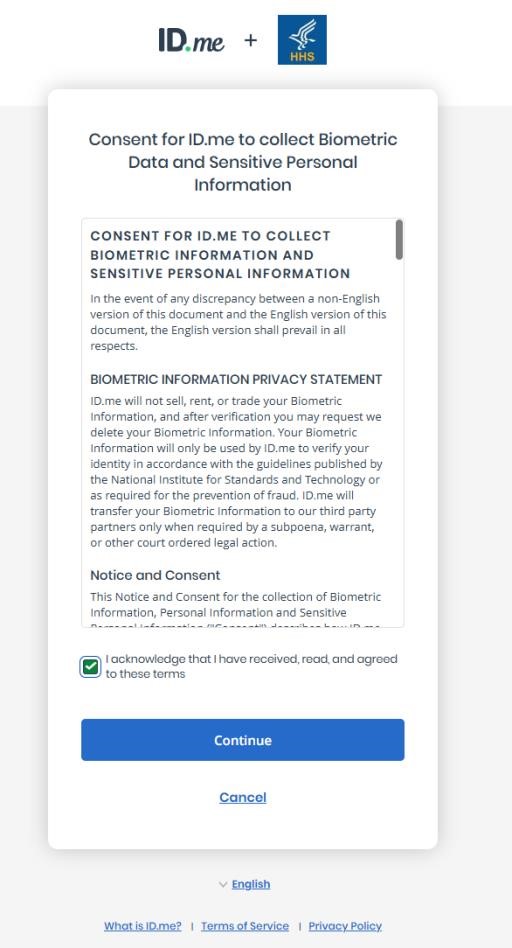 Verify your identity step for IAL2 verification. (Rectangle)