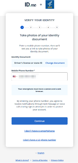 Verify your identity step for IAL2 verification. (Rectangle)