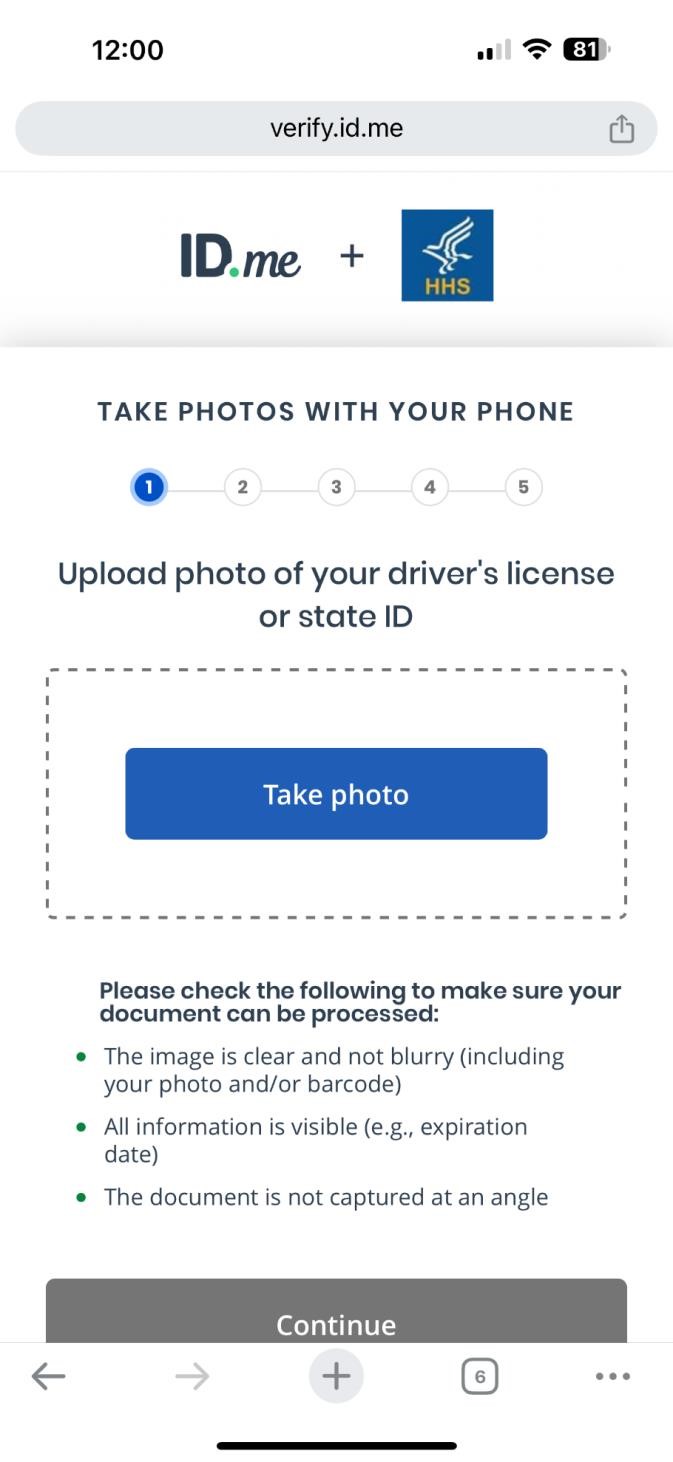 Verify your identity step for IAL2 verification. (Rectangle)