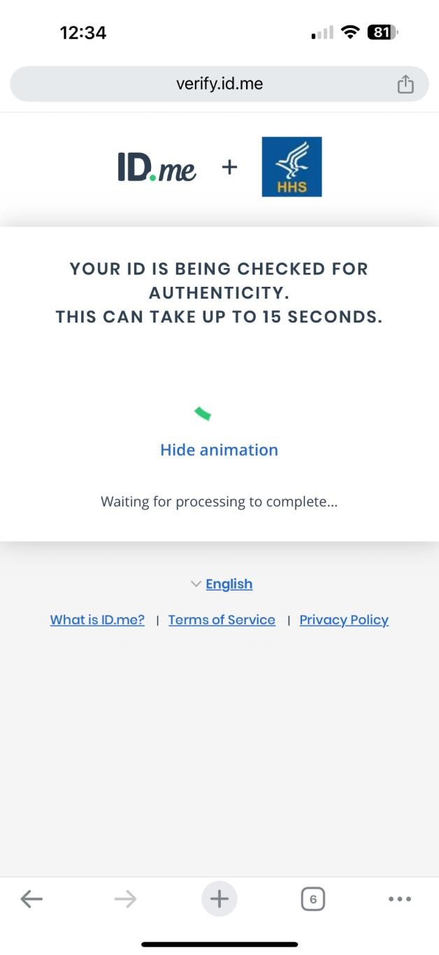 Verify your identity step for IAL2 verification. (Rectangle)