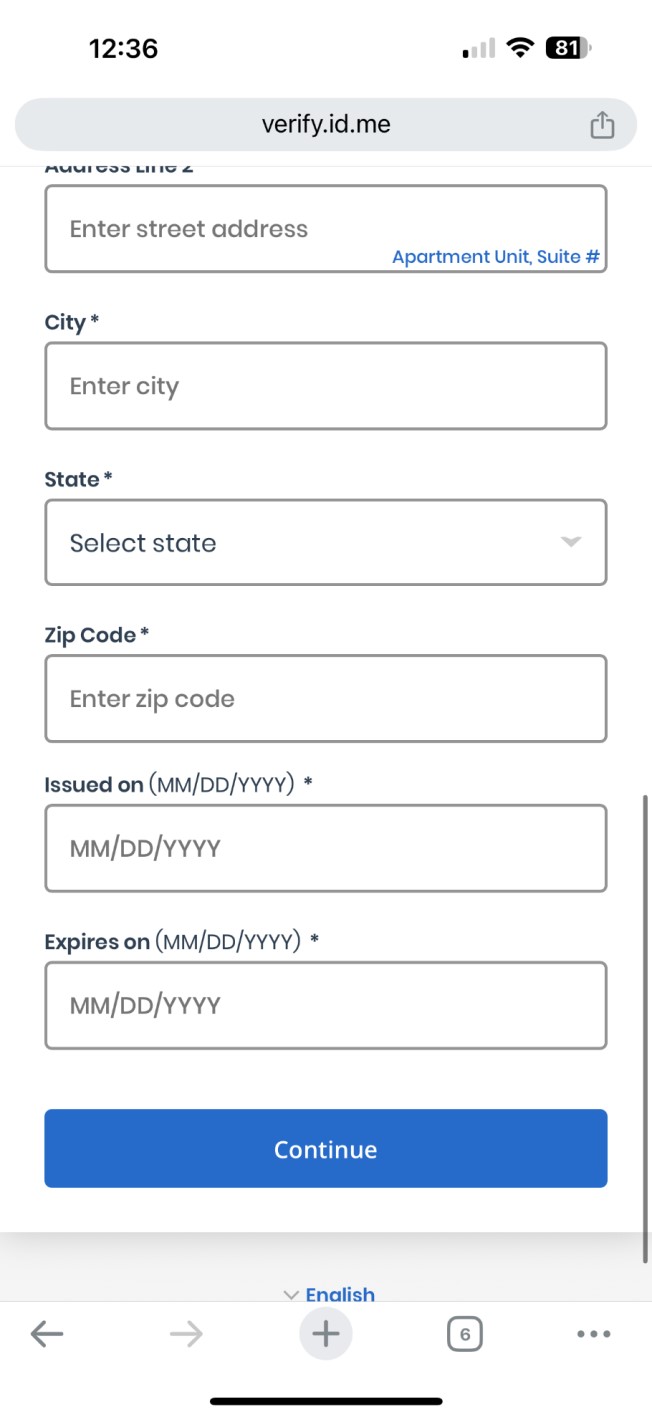 Verify your identity step for IAL2 verification. (Rectangle)